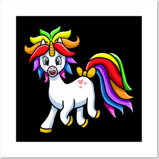 Pretty and Cute Rainbow Colored Unicorn Posters and Art